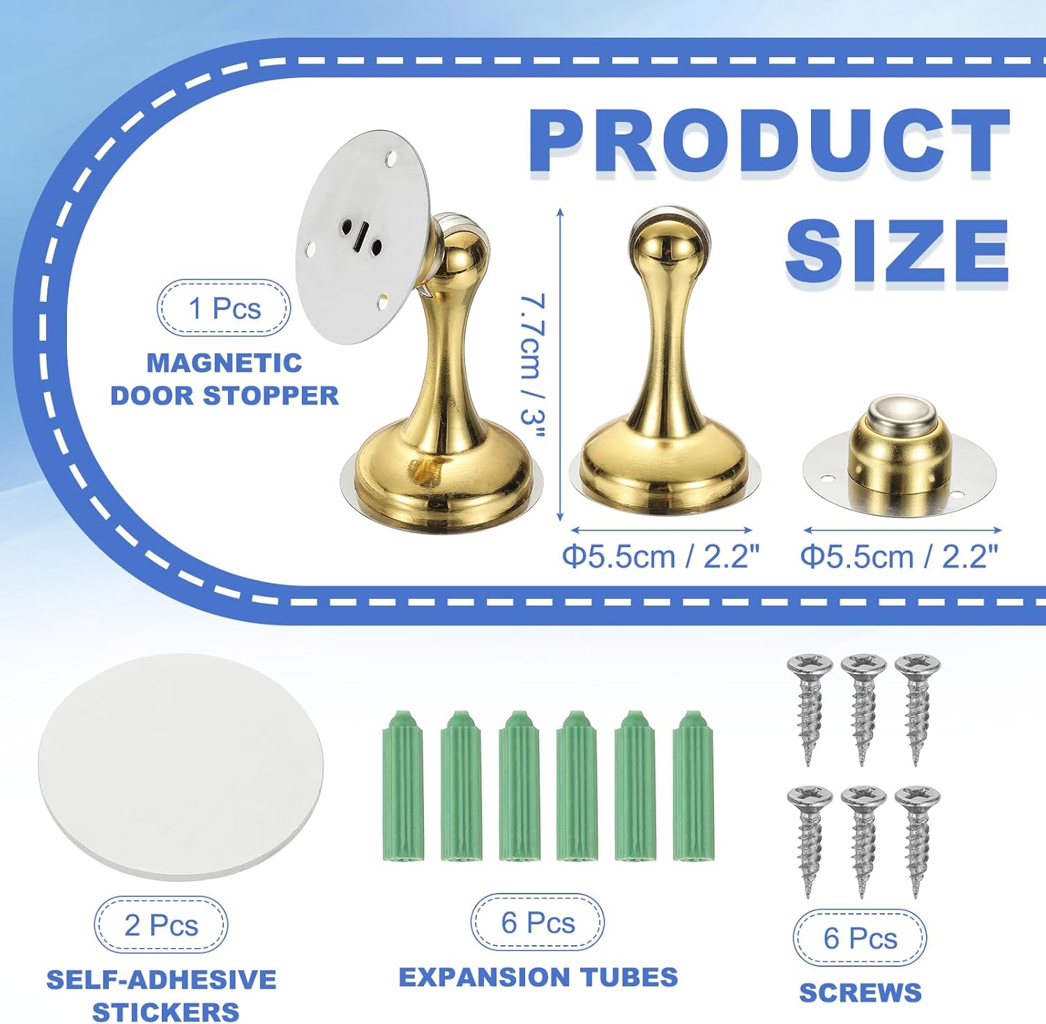 uxcell Magnetic Door Stopper, Stainless Steel Heavy Duty Door Holder, No Drilling Doors Knob Wall