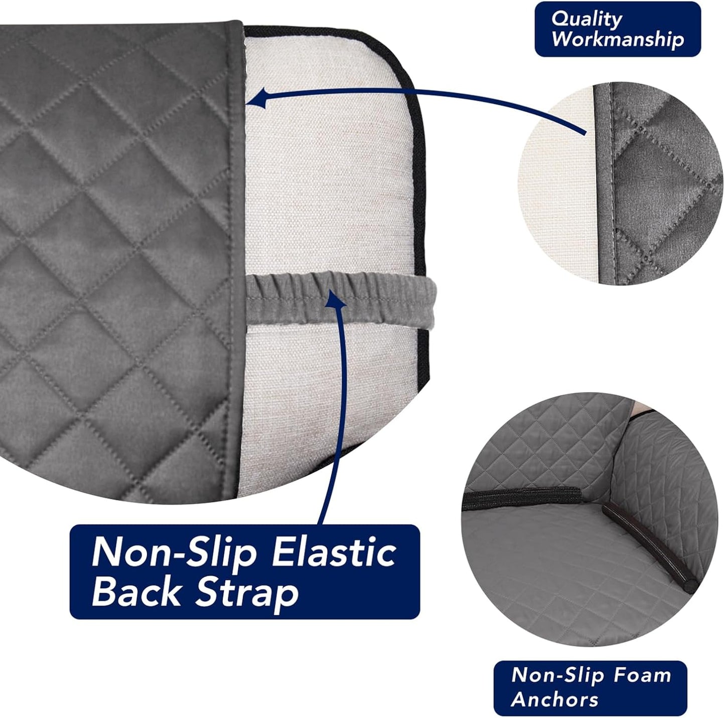 PureFit Reversible Quilted Sofa Cover, Water Resistant Slipcover Furniture Protector, Washable
