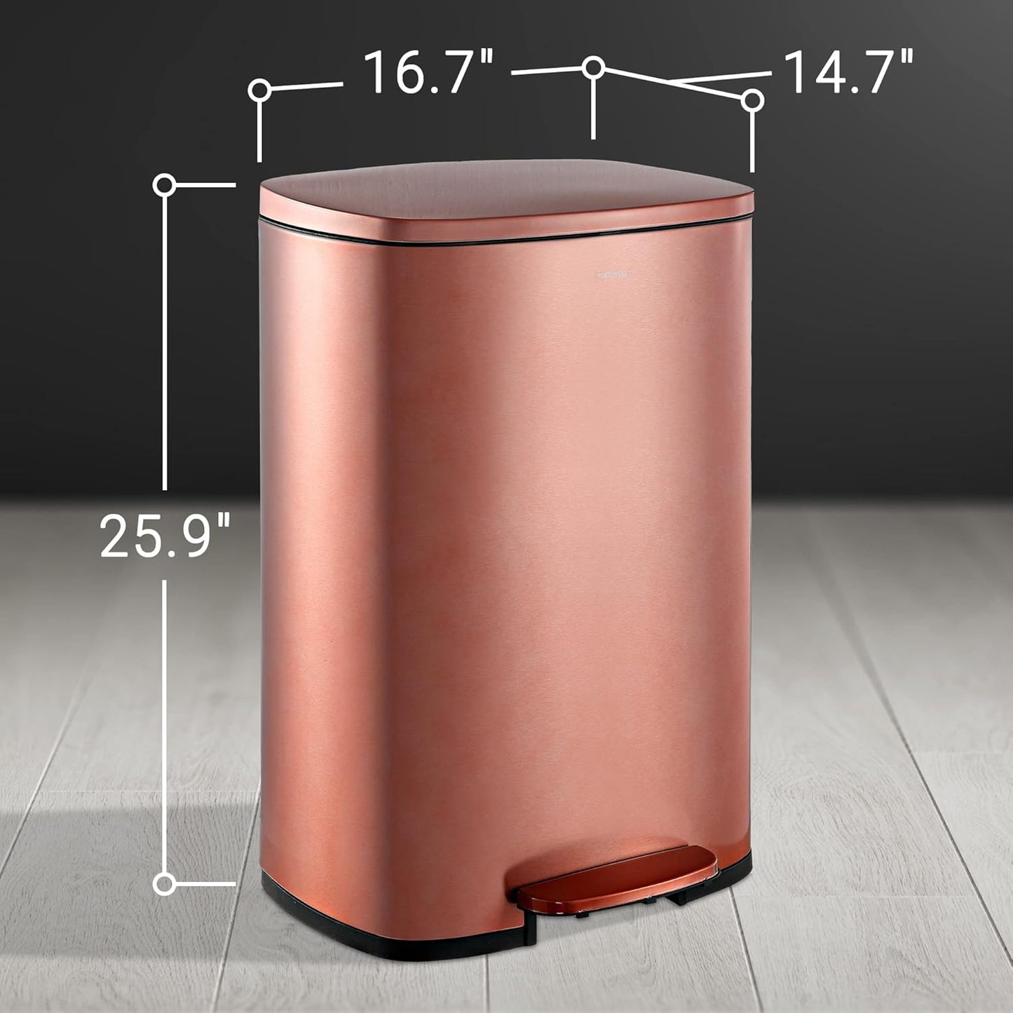 happimess HPM1006D Connor Rectangular Trash Can with Soft-Close Lid and Free Mini Trash Can, Modern