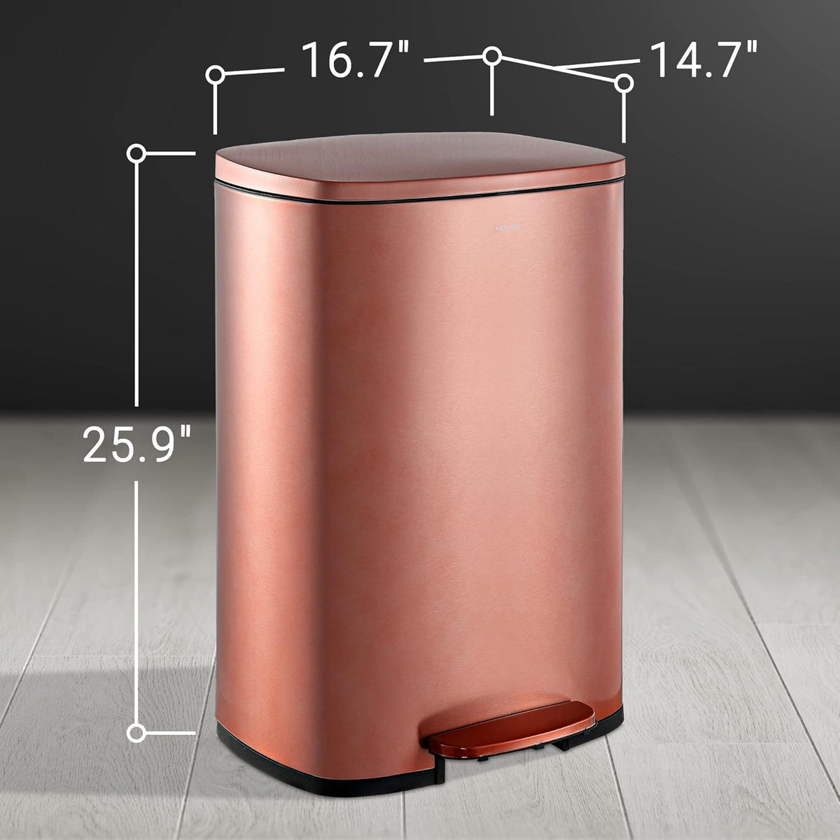 happimess HPM1006D Connor Rectangular Trash Can with Soft-Close Lid and Free Mini Trash Can, Modern
