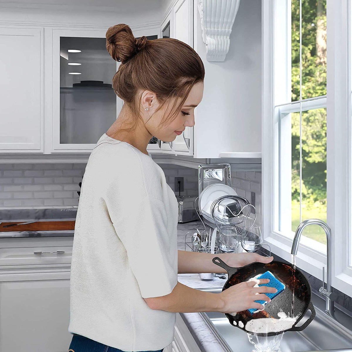 SCRUBIT Kitchen Scrub Sponges - Non-Scratch Dishwashing Sponge for Cleaning Dishes, pots and Pans