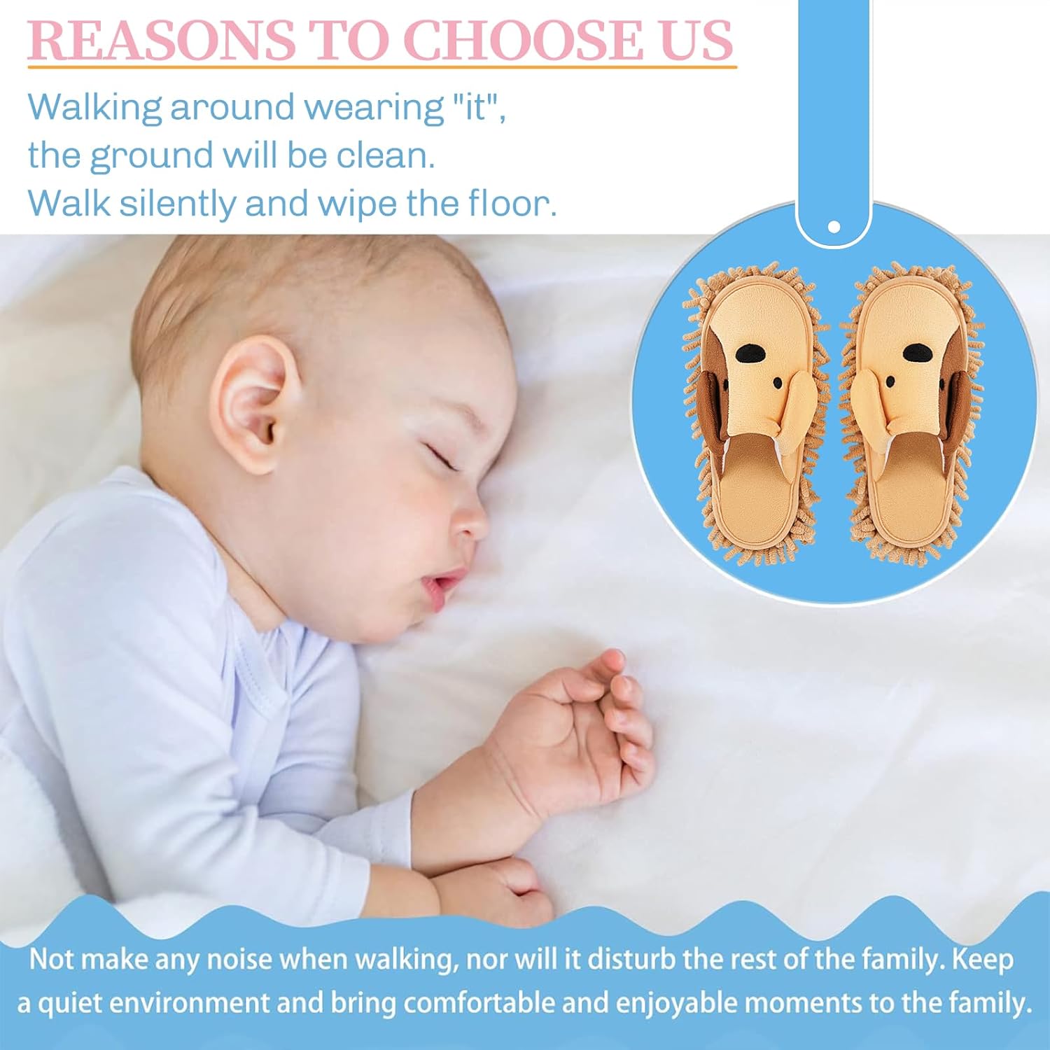 Cartoon Dog Mop Slippers Microfiber Clean Dusting Slippers Detachable Mopping Shoes for Office Home