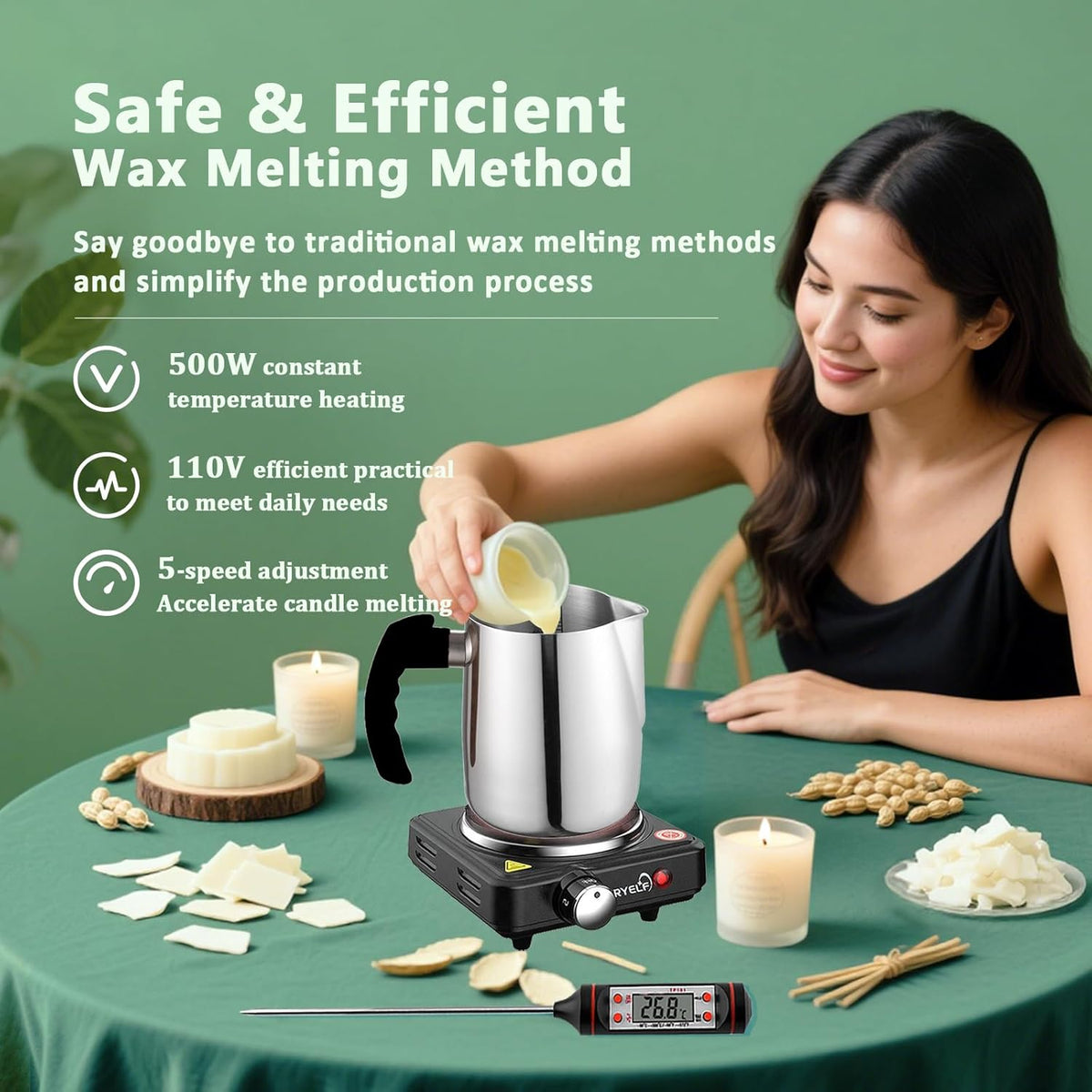 Soy Wax Candle Making Kit Supplies With Wax Melter, Natural Candle Wax for Candle Making - DIY