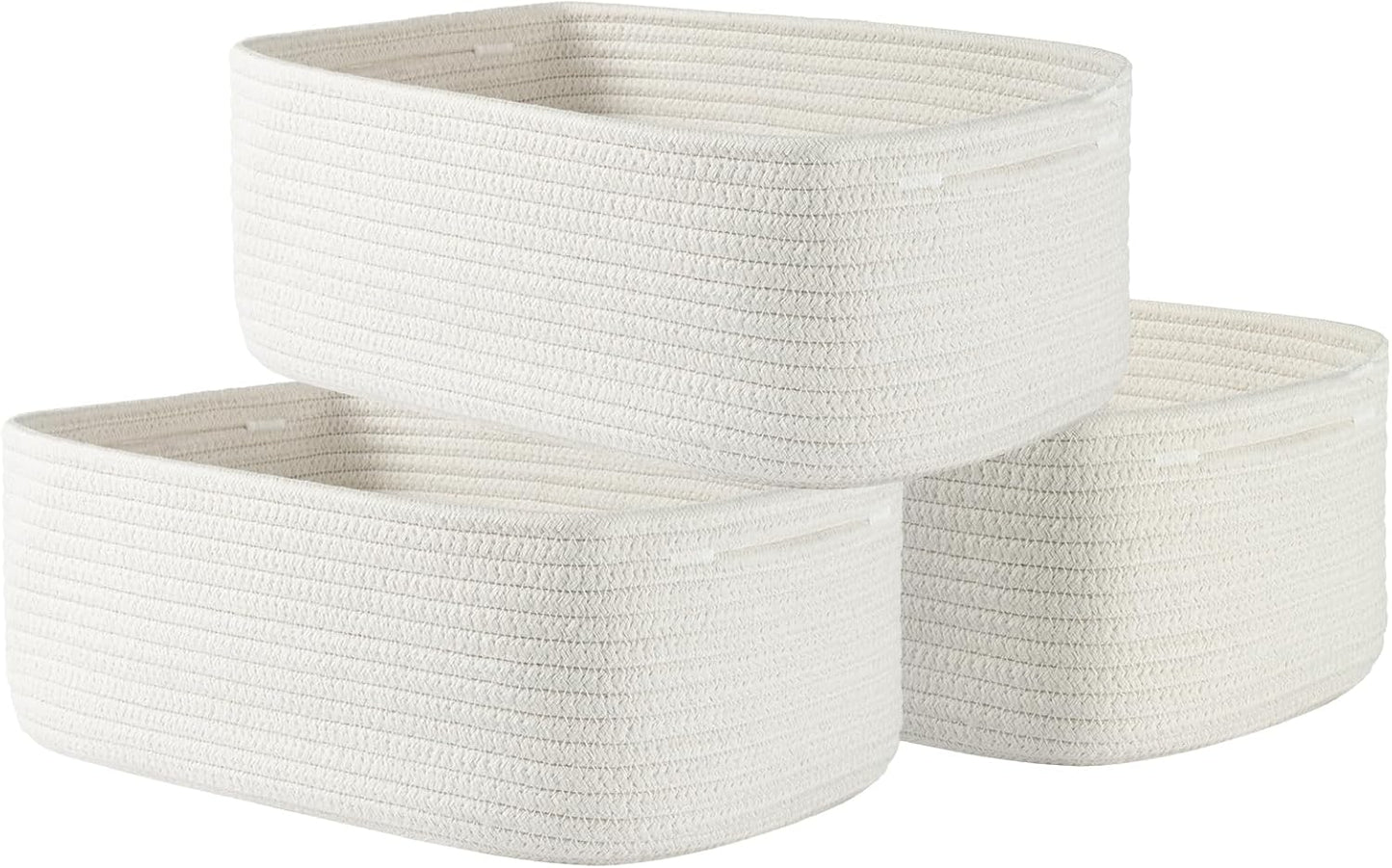 Small Woven Basket, 13.5 x 9.5 x 5 Inches, Storage Basket for Organizing, Cute Small Rope Shelf