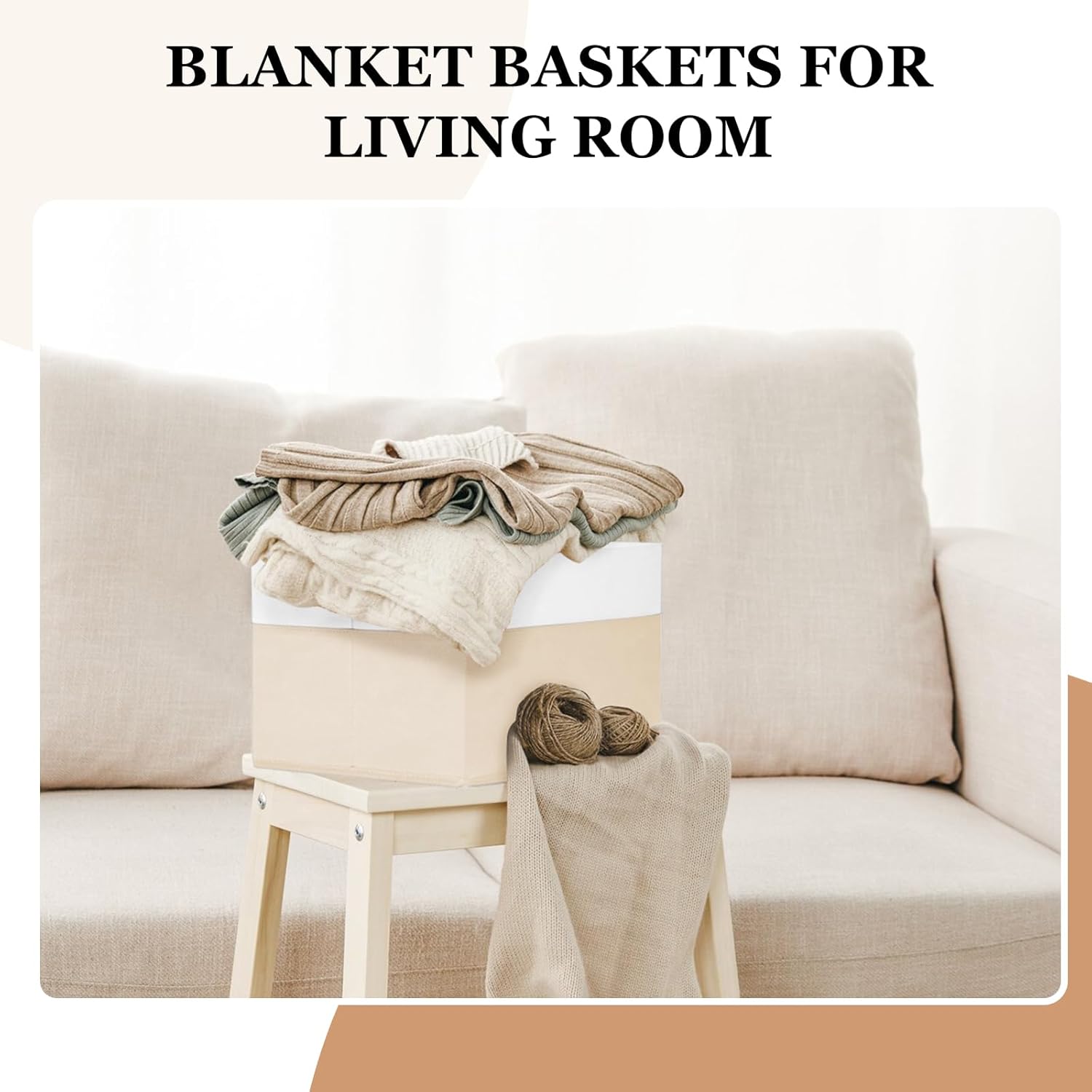 Criusia 8 Pack Large Storage Basket, Fabric Blanket Basket Living Room, Toy Organizers and Storage