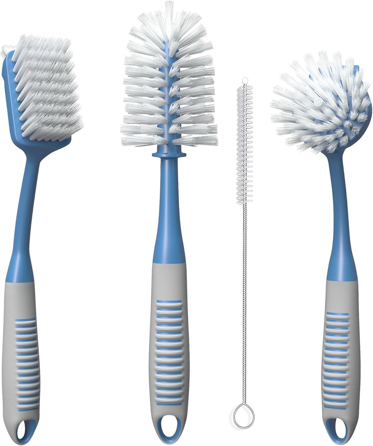Dish Brush Set of 4 - Kitchen Scrub Brushes with Non-Slip Long Handle for Cleaning, Scrubber
