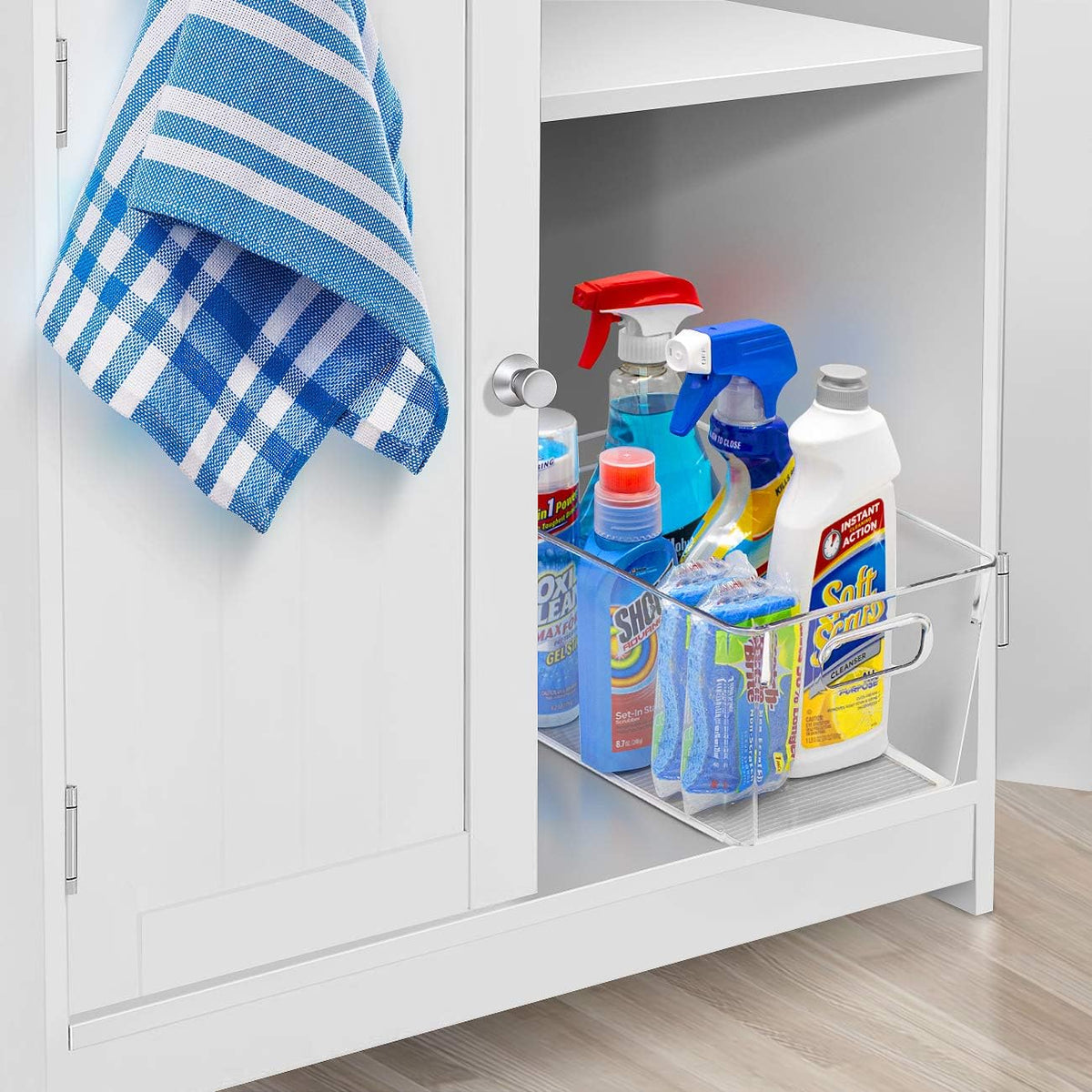 Sorbus 4 Pack Medium Clear Plastic Storage Bins, Clear Organizer Bins with Handle for Kitchen