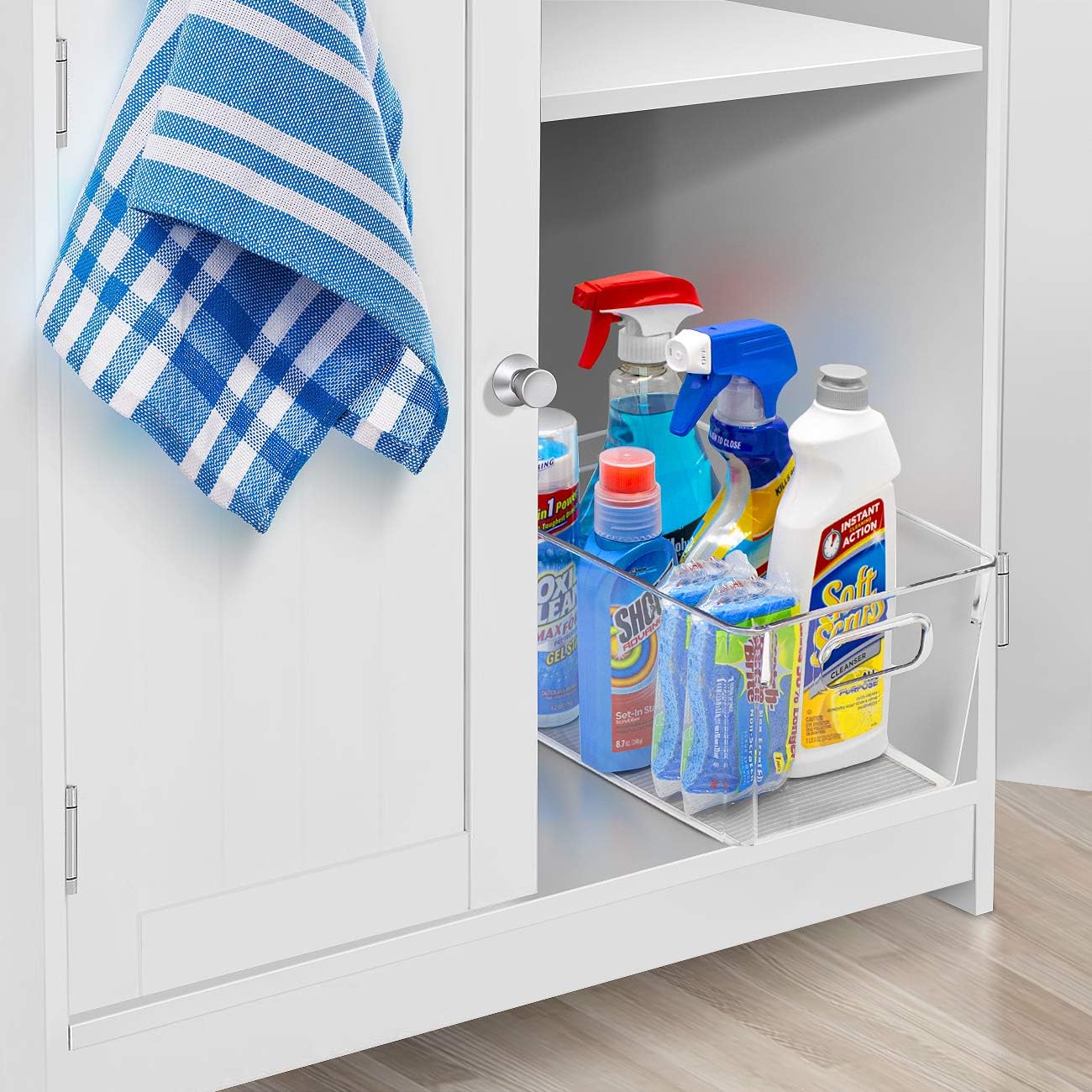 Sorbus 2 Pack Medium Clear Plastic Storage Bins, Clear Organizer Bins with Handle for Kitchen