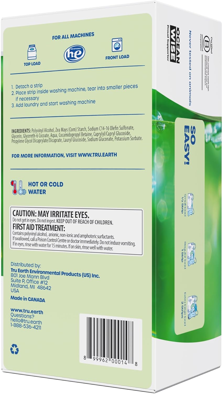 Tru Earth Compact Dry Laundry Detergent Sheets, Unscented - Up to 768 Loads (384 Count)