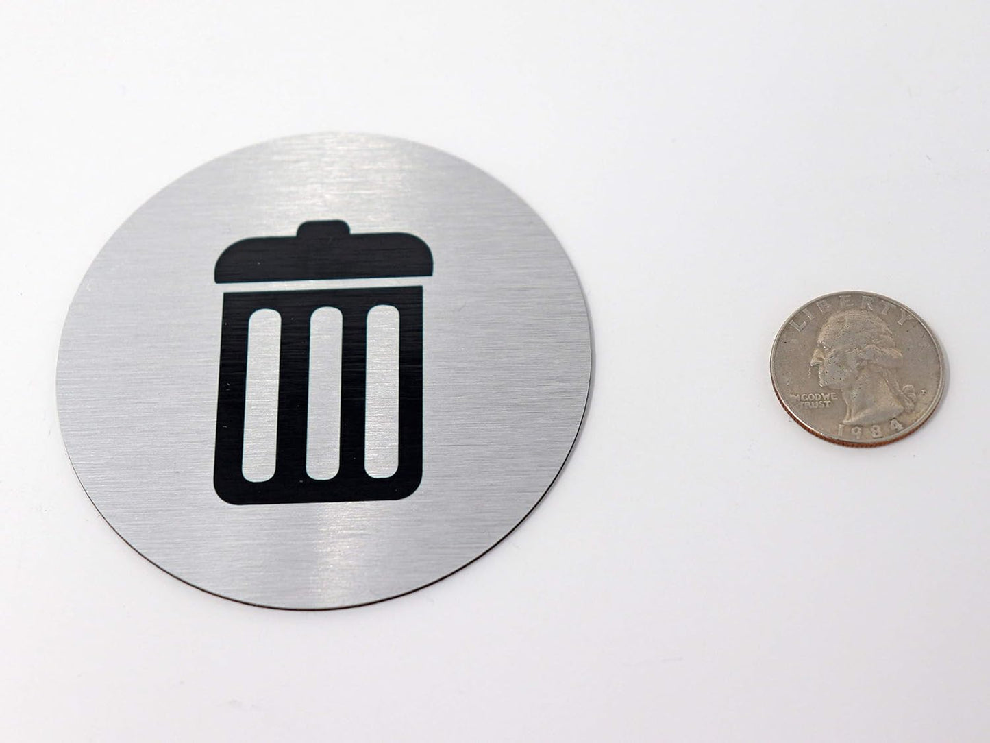 Metal Trash & Recycling Signs | Garbage & Recycling Bin Marker | Set of 2 - 1 Black Trash Sign & 1