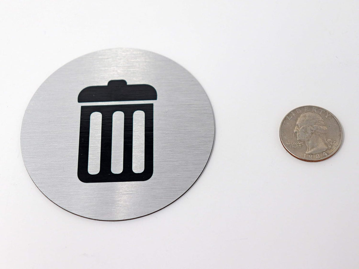 Metal Trash & Recycling Signs | Garbage & Recycling Bin Marker | Set of 2 - 1 Black Trash Sign & 1