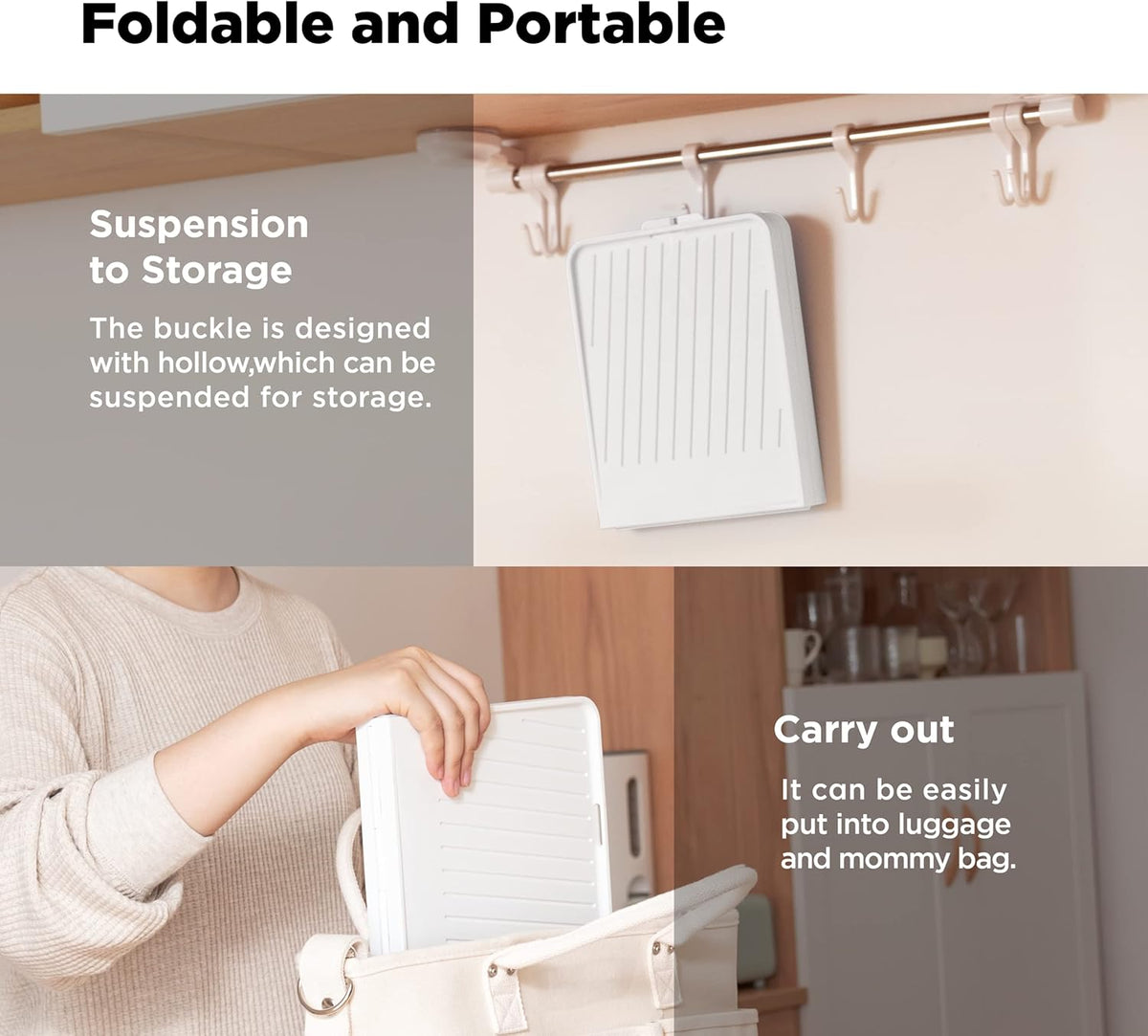 YOTIME Baby Bottle Drying Rack with Drainer, Foldable & Space Saving Drying Rack for Baby Bottles
