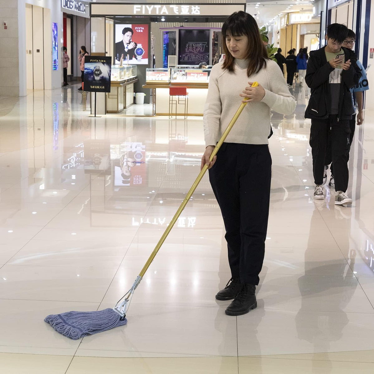 Heavy Duty Commercial Industrial Mop ,58" Looped-End String Wet Cotton Mops for Floor Cleaning