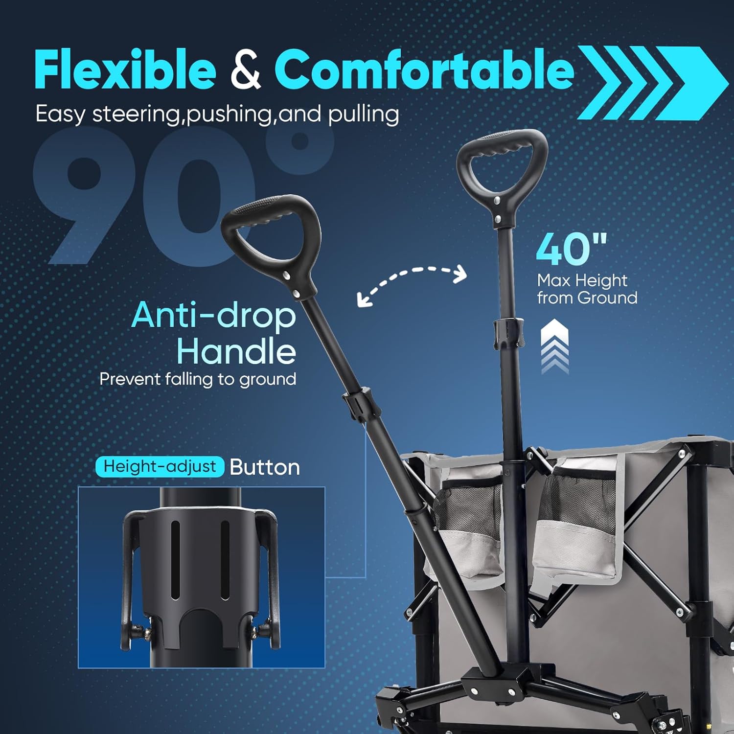 Sekey Collapsible Foldable Wagon with 330lbs Weight Capacity, Heavy Duty Folding Wagon Cart with
