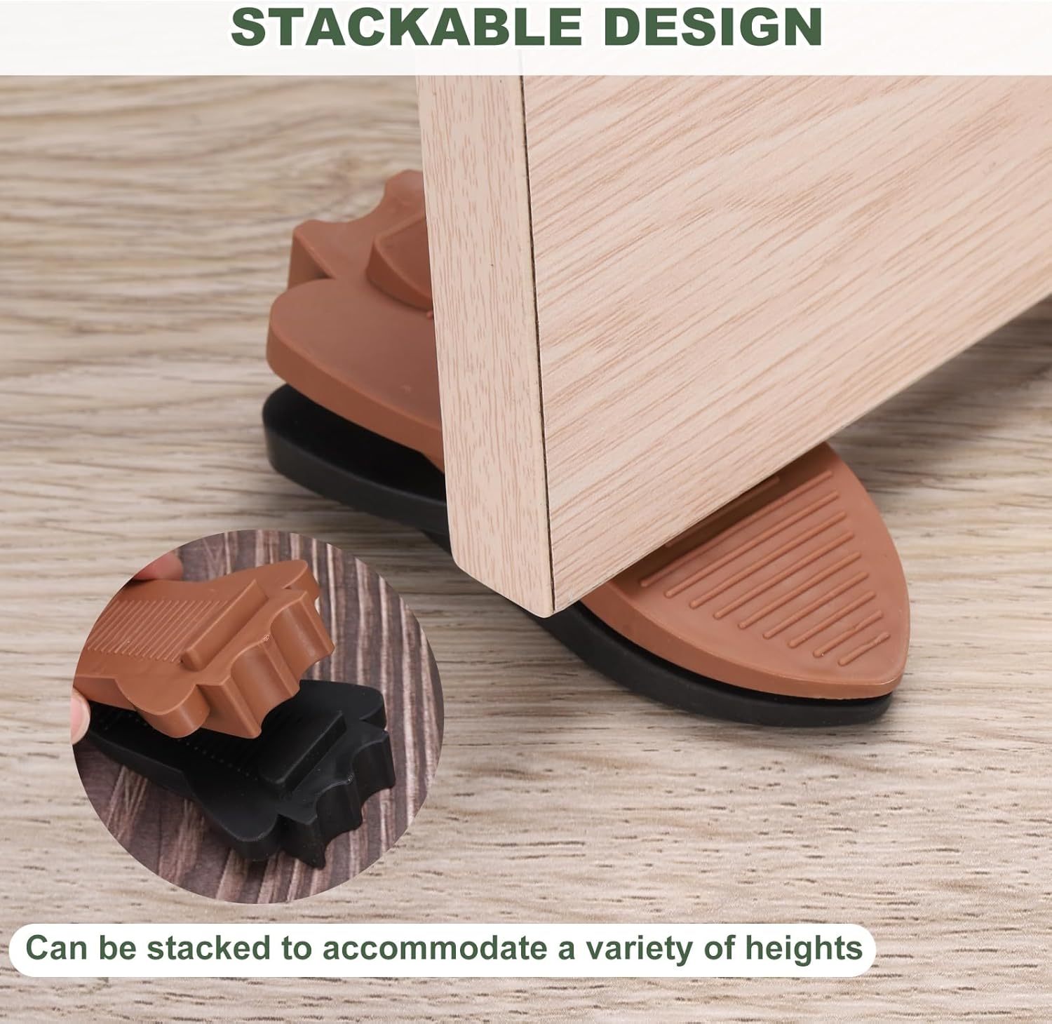 uxcell 2 Pcs Door Stoppers for Bottom of Door, Rubber Stackable Door Stopper Wedge Anti-Slip, 2.13