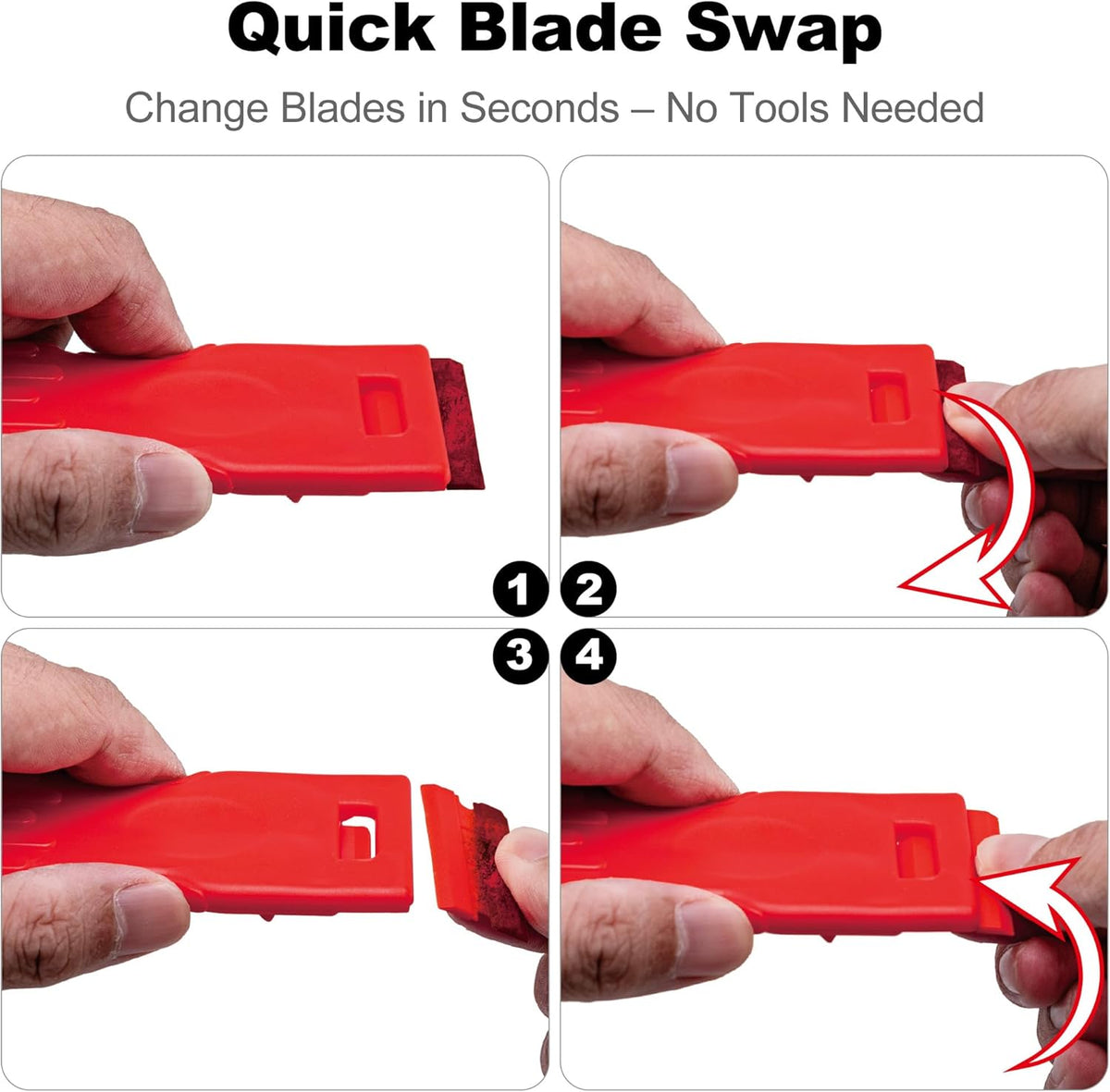 Dual-Width Plastic Razor Blade Scraper Tool Non Scratch - 2-Pack With 100 Blades, Single Or Double