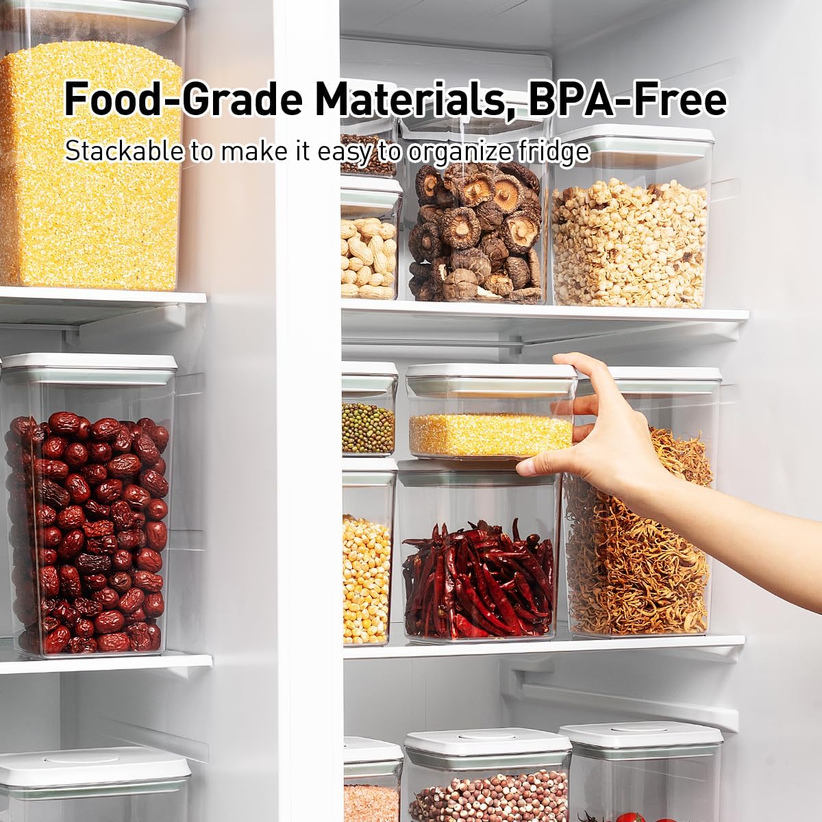Pop Food Storage Containers Set, 6Pcs Airtight Containers with Lids for Kitchen Pantry Organizers
