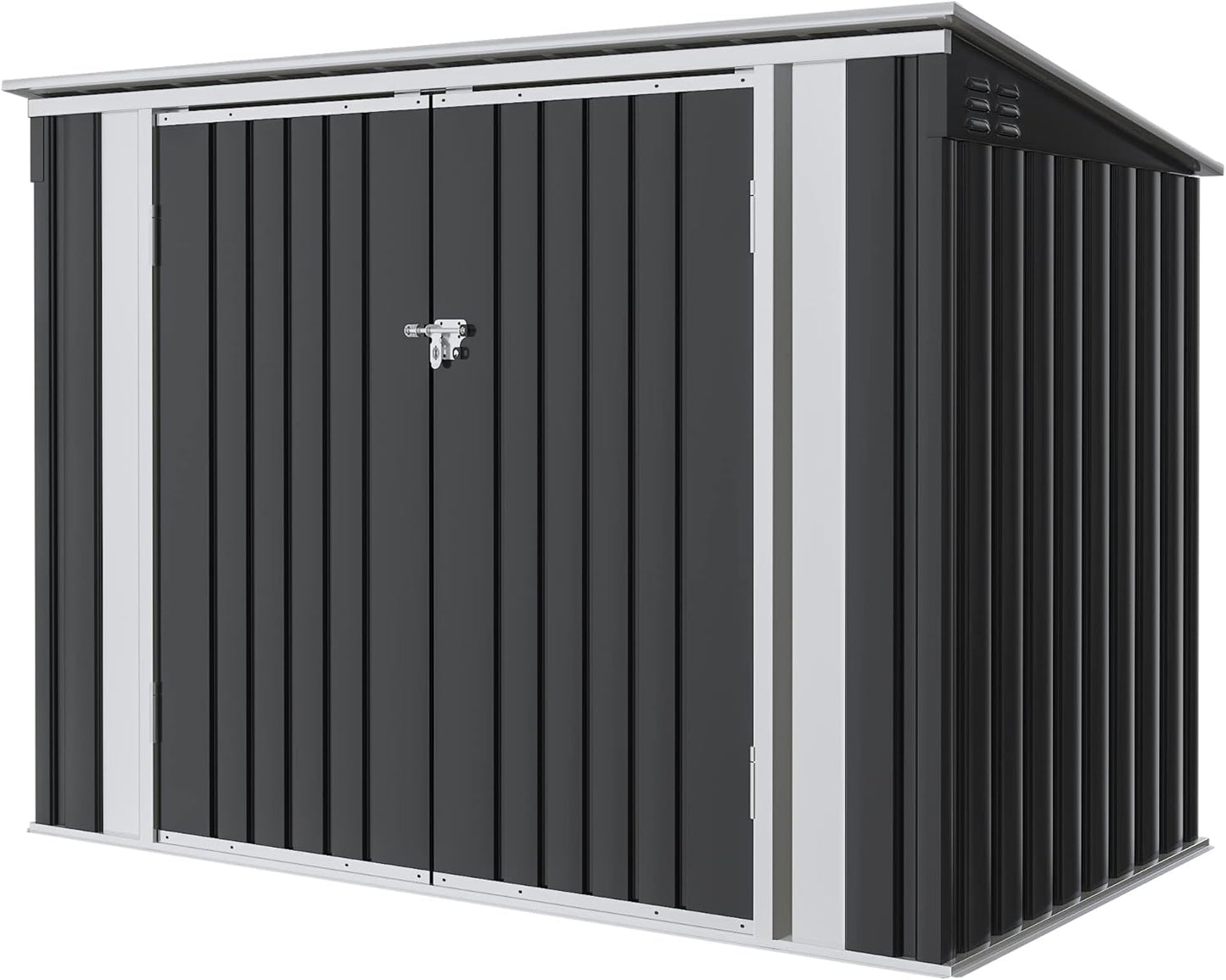 Greesum 5.8x3.3 FT Outdoor Storage Shed Metal Garbage Shed with Lid Chain Hydraulic Gas Rod for