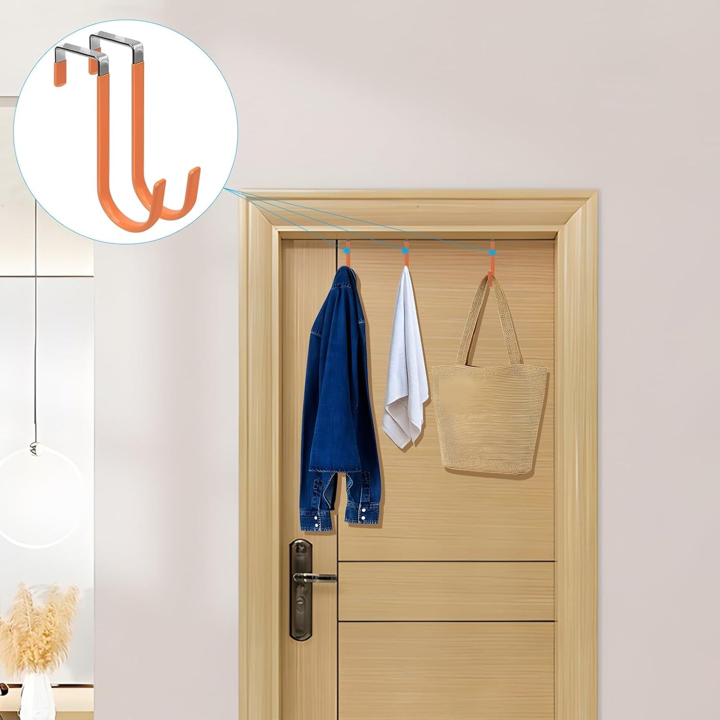 FYY Over The Door Hooks, 4 Pack Door Hangers Hooks with Rubber Prevent Scratches Heavy Duty