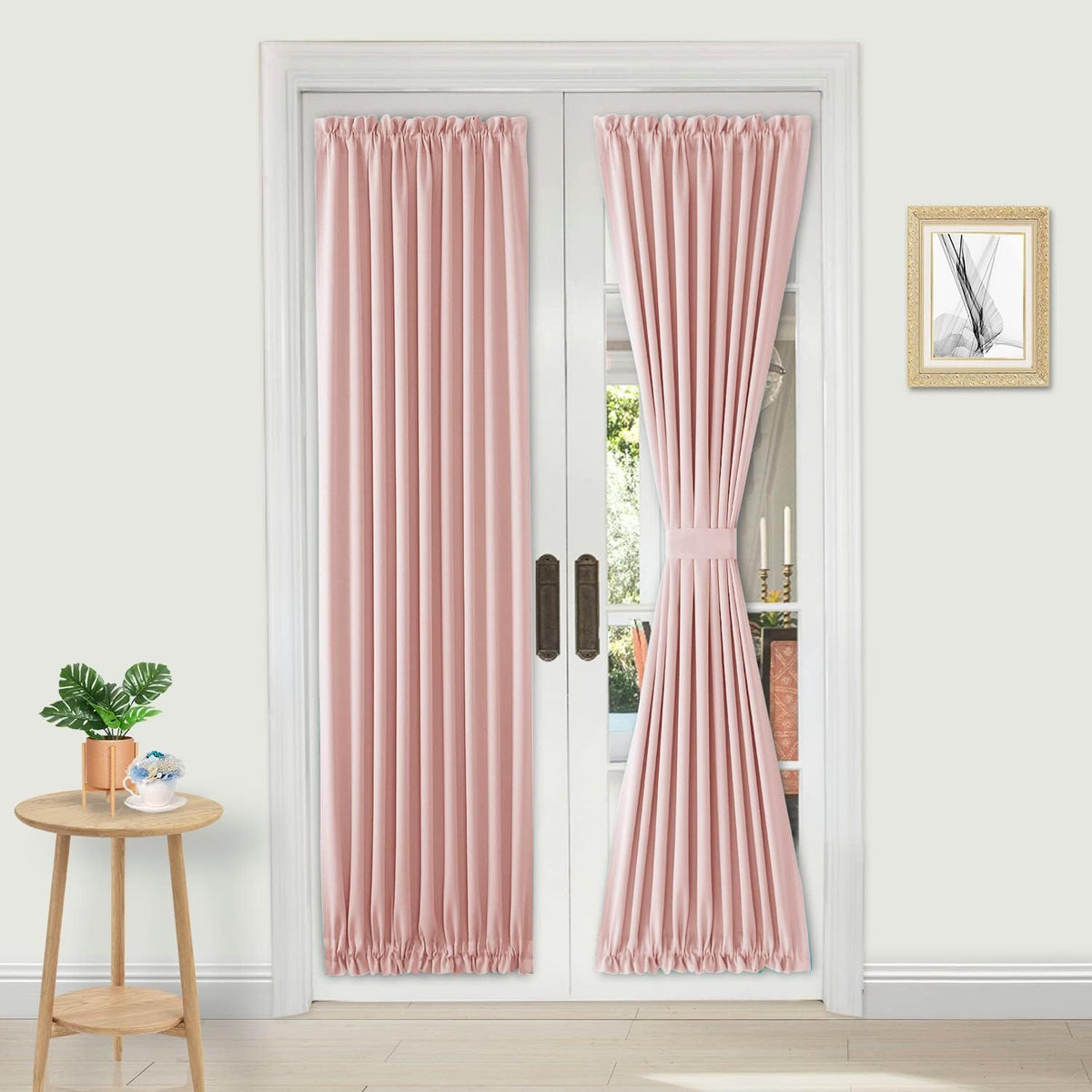 DWCN French Door Curtains – Rod Pocket Thermal Blackout Curtain for Doors with Glass Window