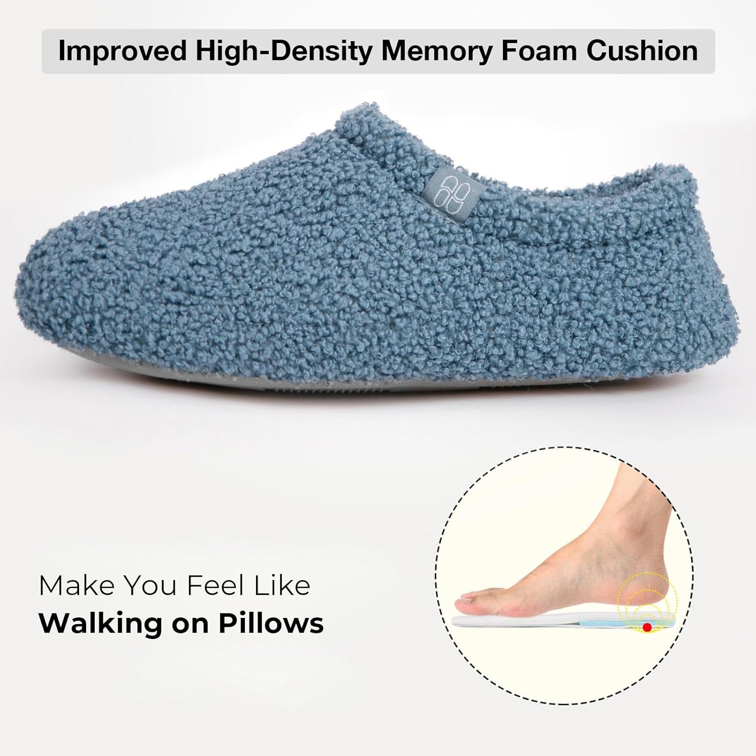 HomeTop Women's Fuzzy Curly Fur Memory Foam Loafer Slippers with Polar Fleece Lining