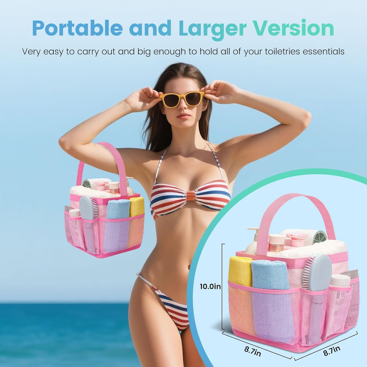 Camping Essentials Shower Caddy Portable for College Dorm Room Essentials for Girls with 8