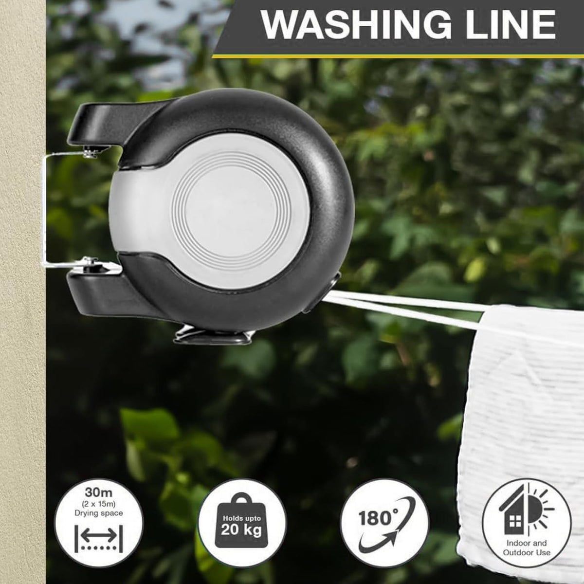 Retractable Double Clothesline – 49 ft x 2 Heavy Duty Clothes Line for Indoor & Outdoor Use, Dual