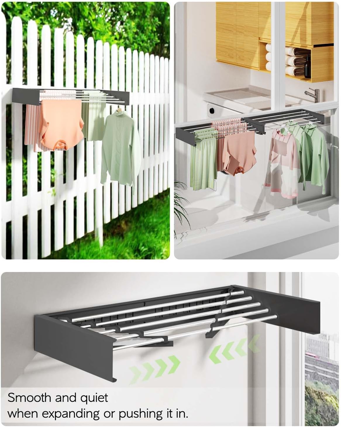 Wall Mounted Clothes Drying Rack 32", Foldable Wall Mount Laundry Rack Folding Indoor, Drying Rack