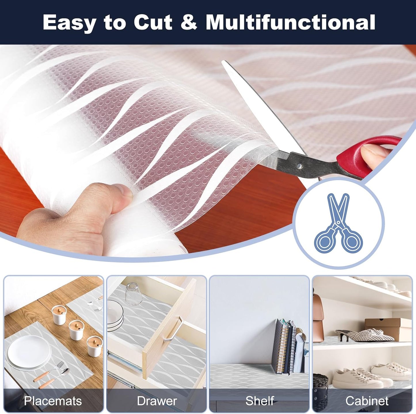 Shelf Liner, Waterproof Refragerator Liner, Drawer Liners for Kitchen Cabinet, Bathroom Sink Mat No