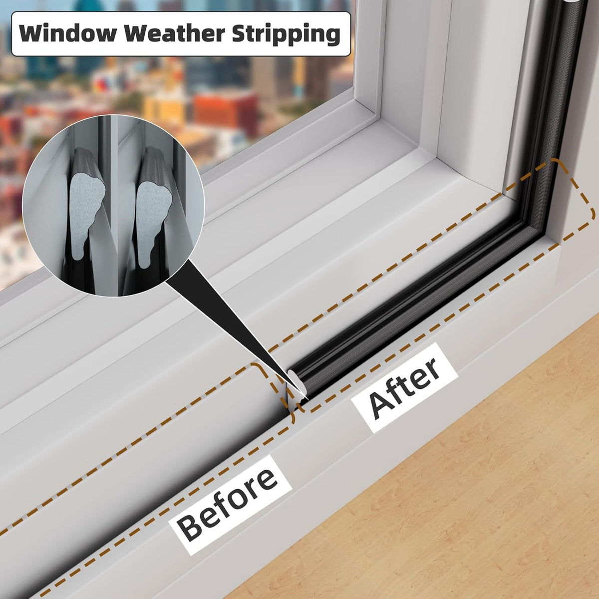 9.8 Ft Weather Stripping Seal Strip for Doors/Windows,Soundproofing Window Insulation Draft Stopper