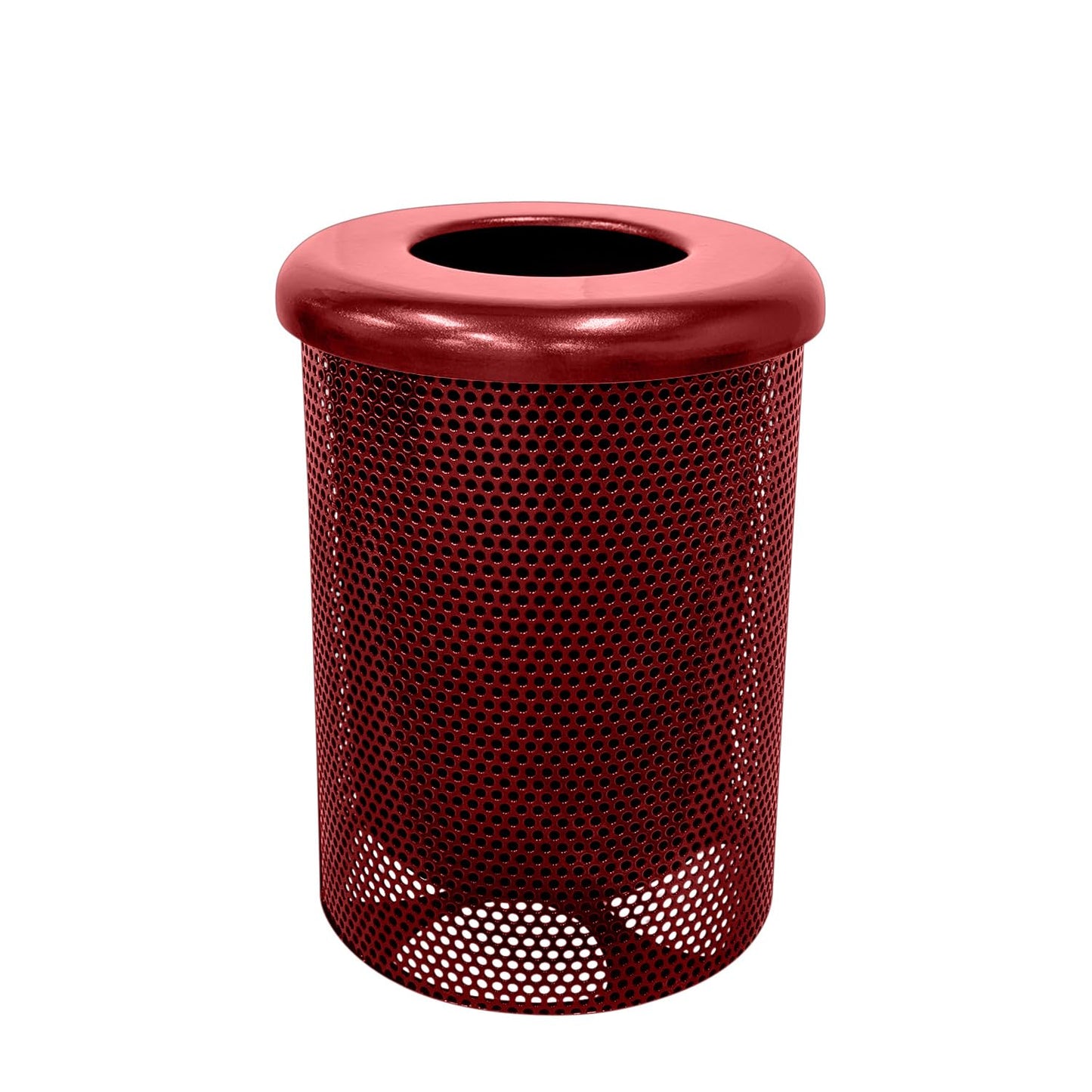 COATEDOUTDOORFURNITURE RFT-P-TXTBUR Heavy Duty Round Trash Receptacle with Flat Top, Liner