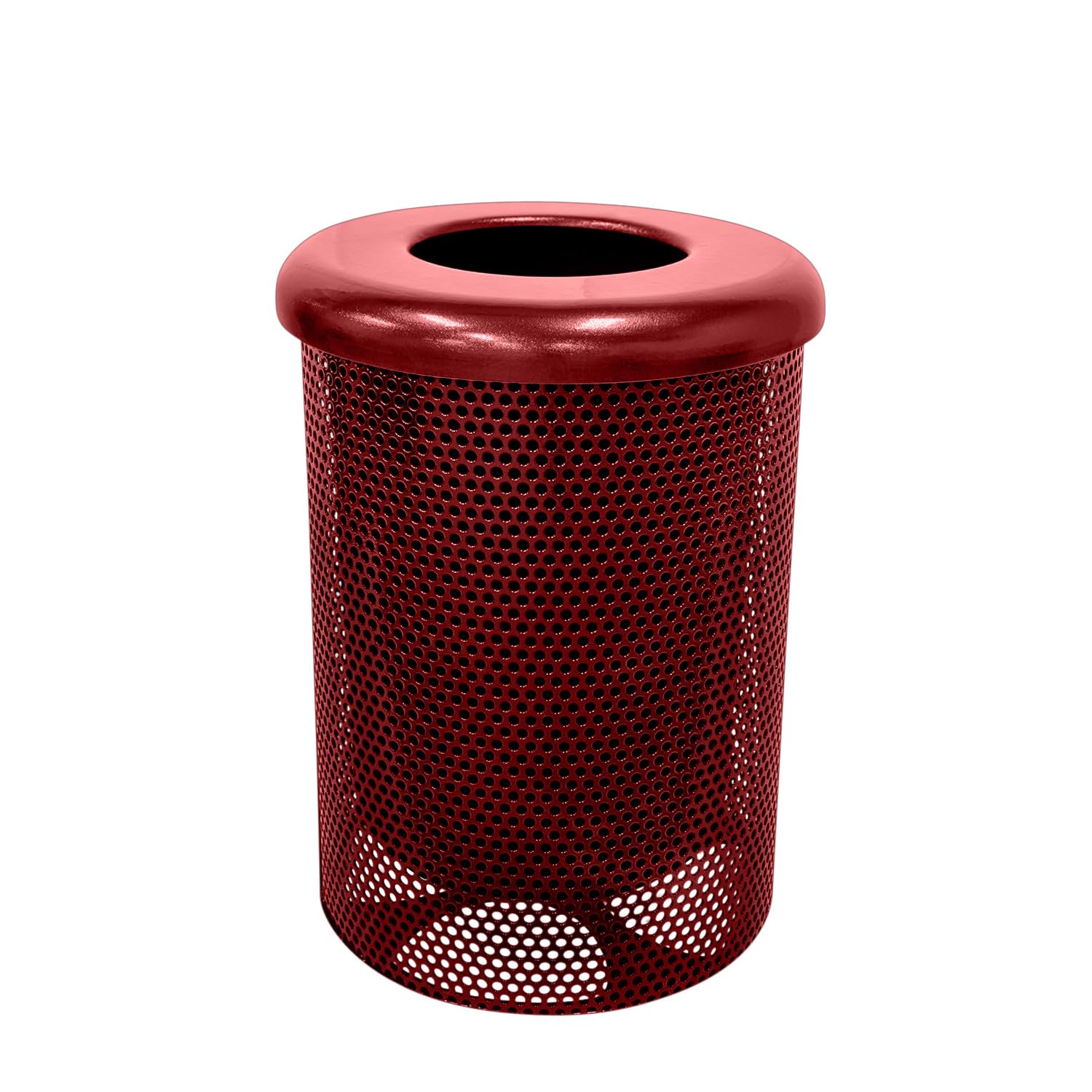 COATEDOUTDOORFURNITURE RFT-P-TXTBUR Heavy Duty Round Trash Receptacle with Flat Top, Liner