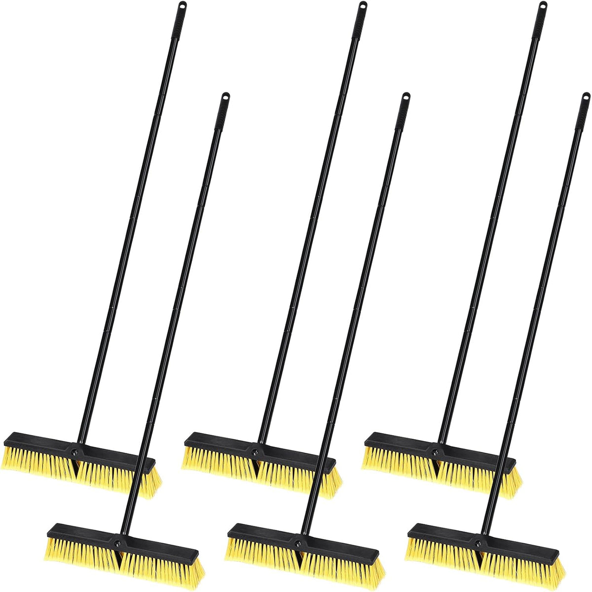 Zhehao 6 Pack 18 Inches Push Broom Outdoor, Multi Surface Garden Brush Broom with Adjustable 63"