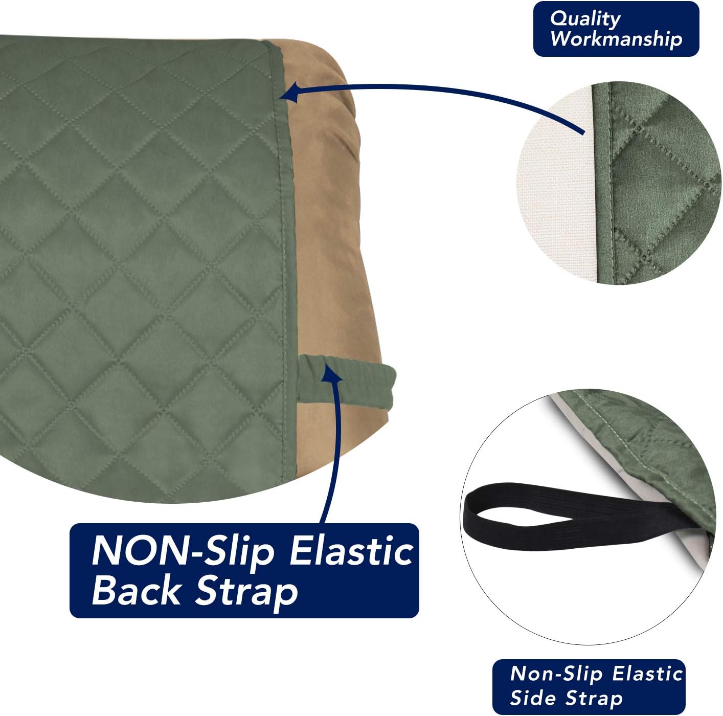 PureFit Reversible Quilted Recliner Sofa Cover, Water Resistant Slipcover Furniture Protector
