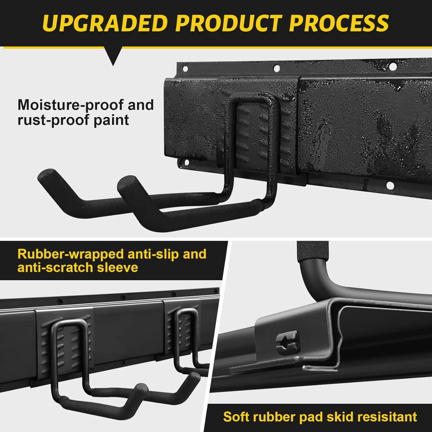 Garage Tool Organizer Wall Mount, 48 Inches Garden Tool Organizer with Adjustable Hooks, Metal