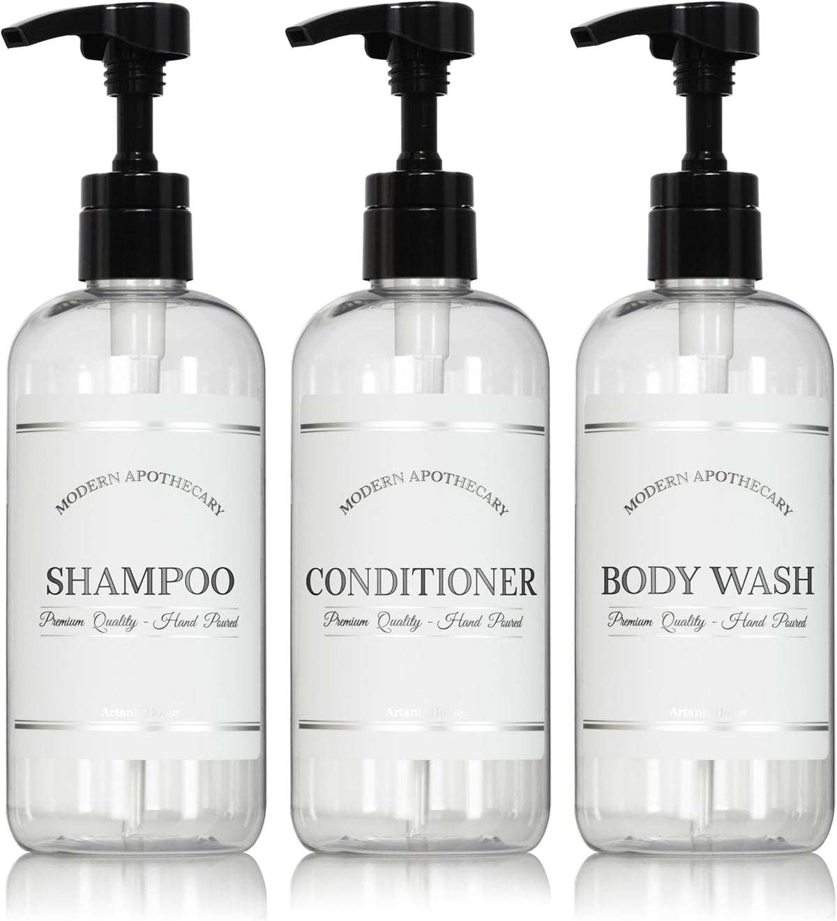 Clear Refillable Shampoo and Conditioner Bottles - Body Wash, Shampoo and Conditioner Dispenser