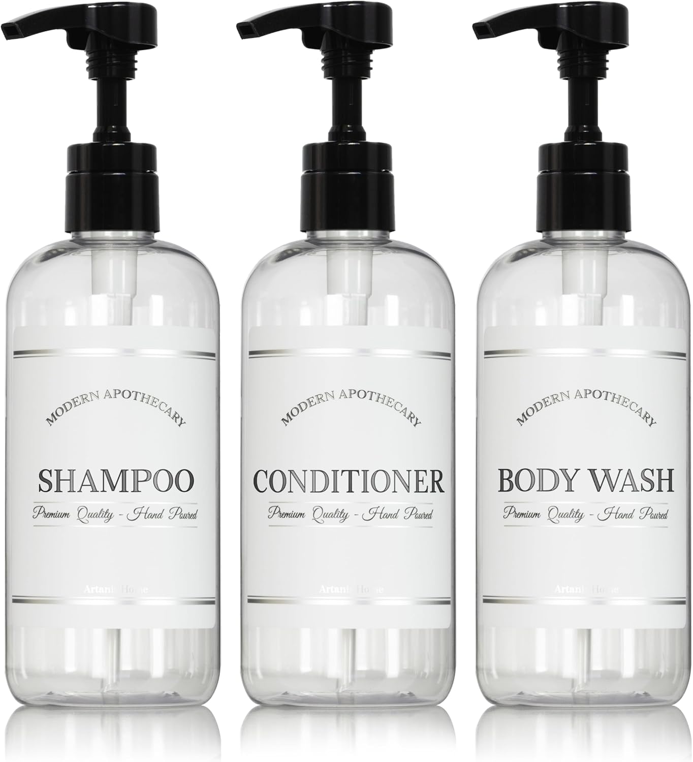 Clear Refillable Shampoo and Conditioner Bottles - Body Wash, Shampoo and Conditioner Dispenser