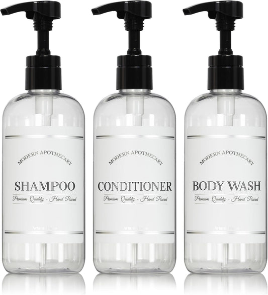 Clear Refillable Shampoo and Conditioner Bottles - Body Wash, Shampoo and Conditioner Dispenser