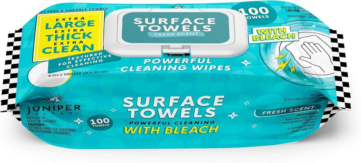Single Surface Wipes with Bleach, Thick & Large Dispose, All-Purpose Cleaner for Bathroom, Kitchen
