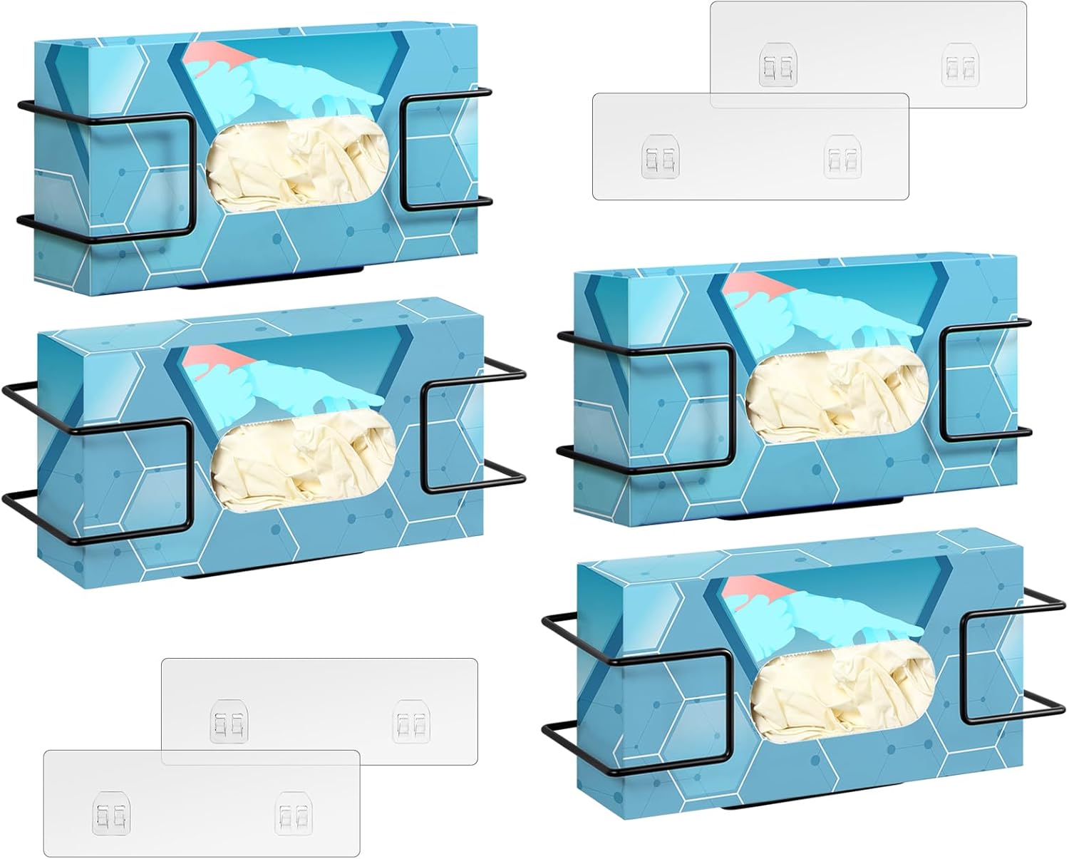 THYGIFTREE Glove Box Holder Wall Mount Dispenser, 4 Pack Metal Rack for Rubber Latex Disposable