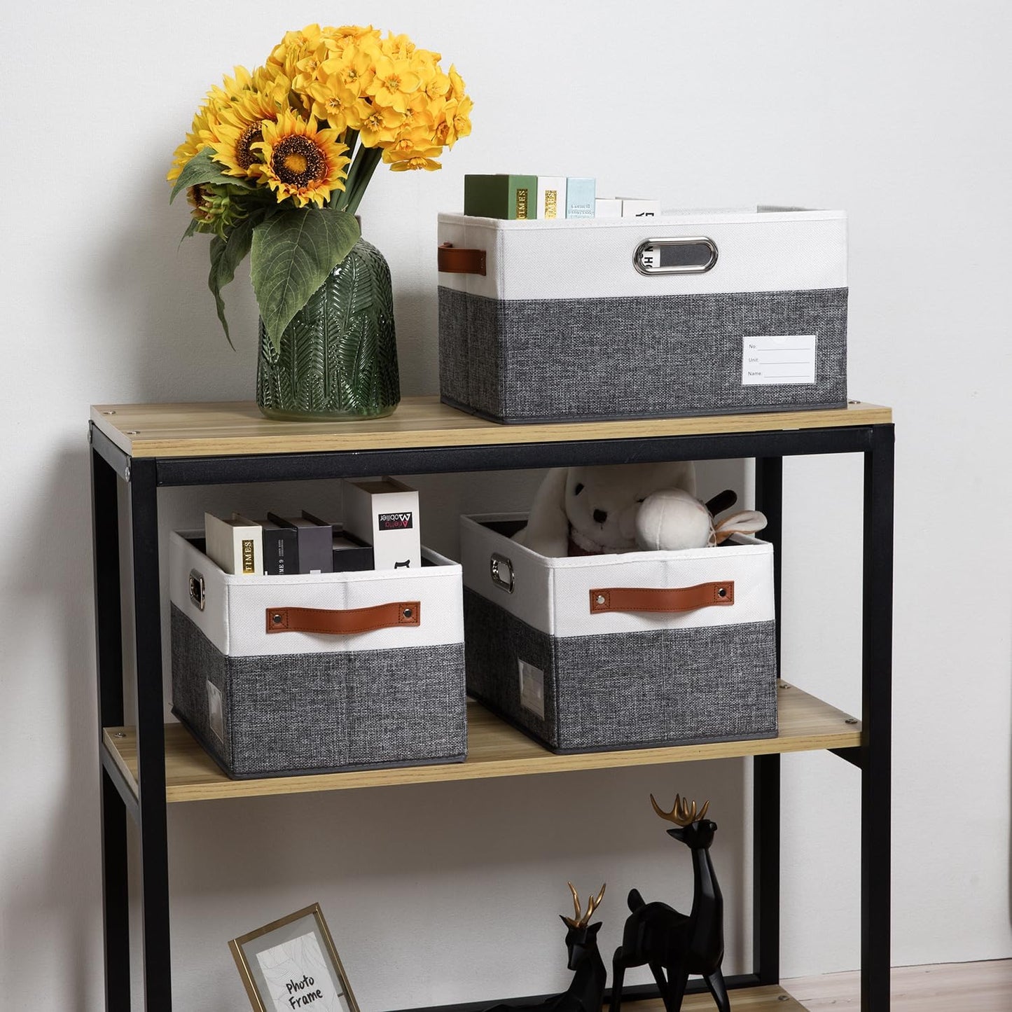 PRANDOM Foldable Storage Bins with Handles [3-Pack] Fabric Collapsible Storage Boxes Baskets Cubes