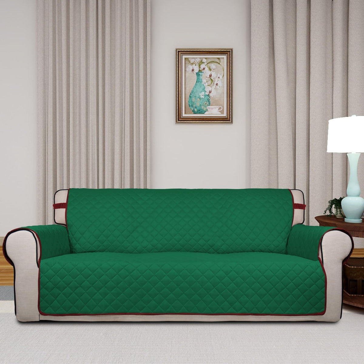 PureFit Reversible Quilted Sofa Cover, Water Resistant Slipcover Furniture Protector, Washable
