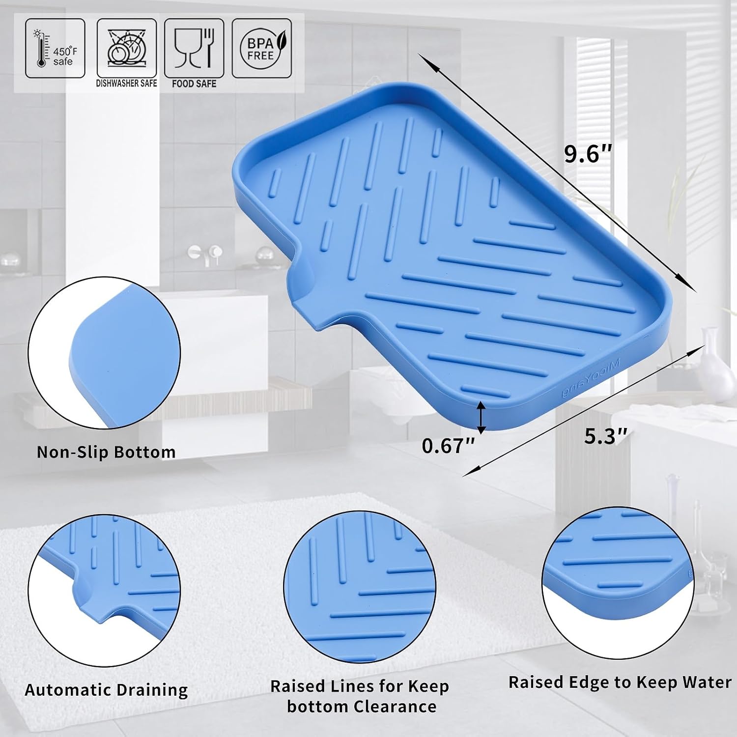 Silicone Bathroom Soap Dishes with Drain Spout Bathroom and Kitchen Sink Organizer,Sponge