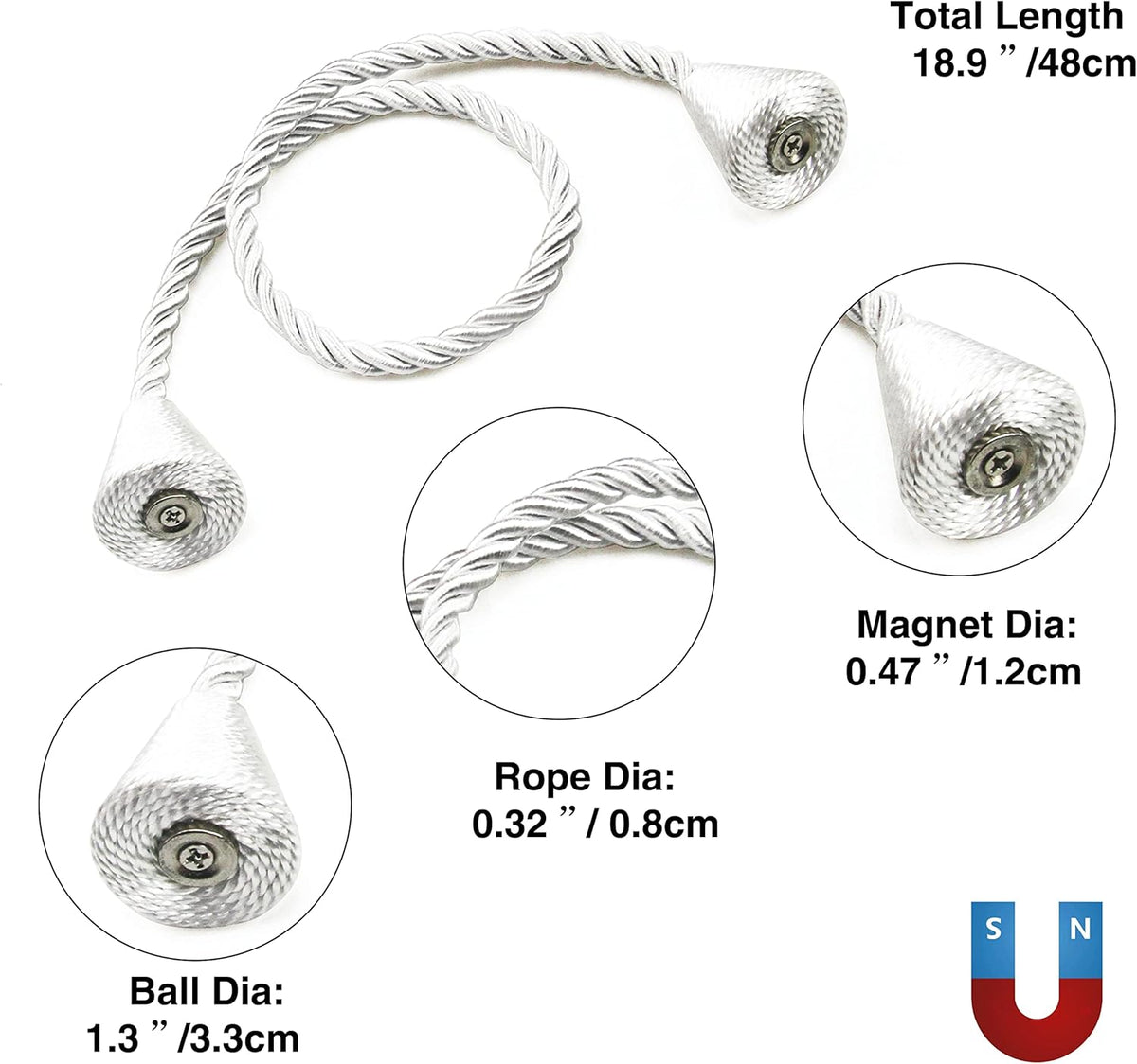 2 Pack Magnetic Curtain Tiebacks Rope Modern Handmade Curtain Tie Backs Decorative Drapes Weave