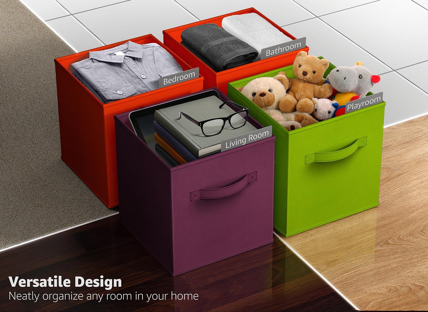Sorbus Storage Cubes - 11" Foldable Storage Bins with Handle for Nursery, Playroom, Closet