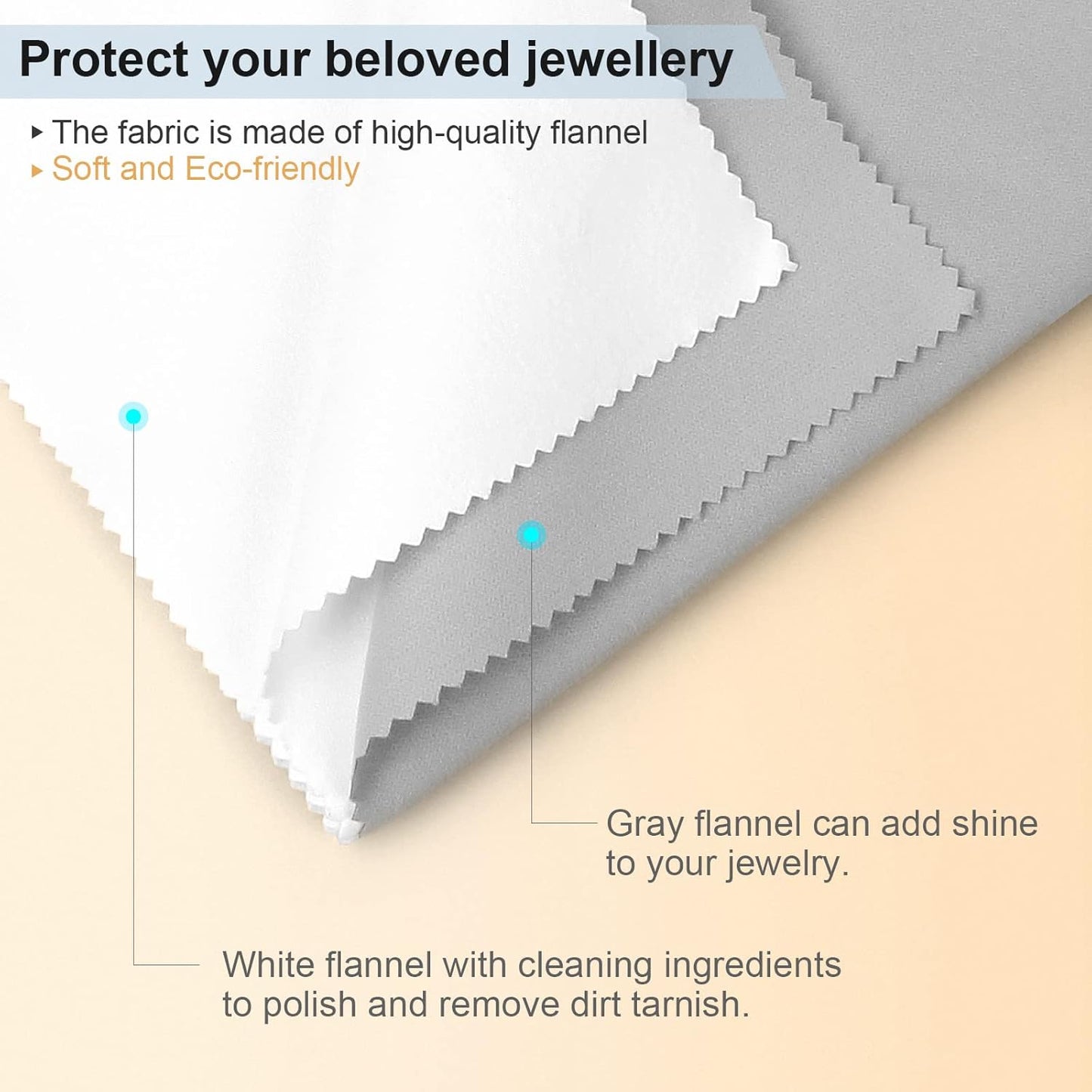 Jewelry Cleaning and Polishing Cloth, 100% Pure Cotton Silver Polishing Cloth for Sterling Silver &