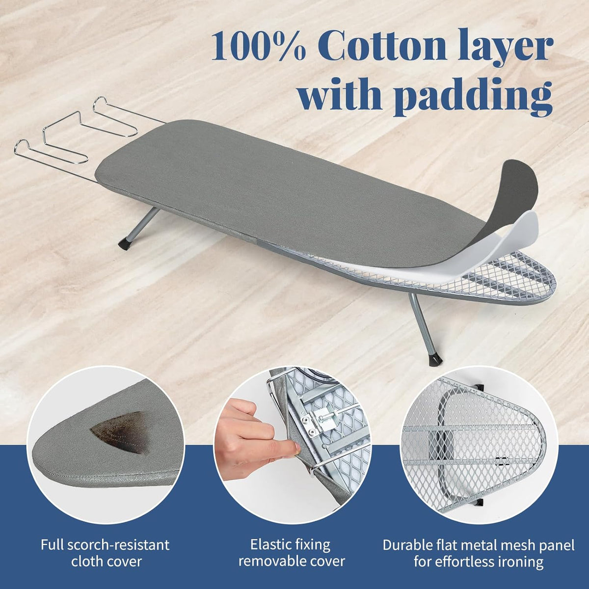Tabletop Ironing Board with Iron Rest, Small Ironing Board Foldable with Heat Resistant Cover