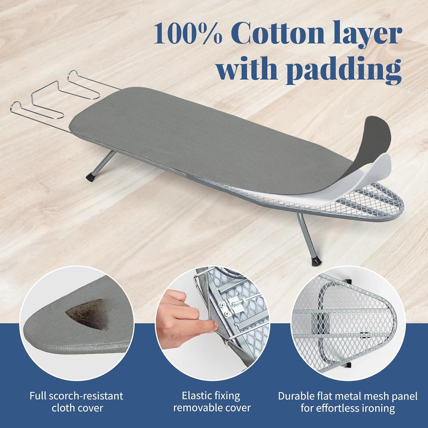 Tabletop Ironing Board with Iron Rest, Small Ironing Board Foldable with Heat Resistant Cover