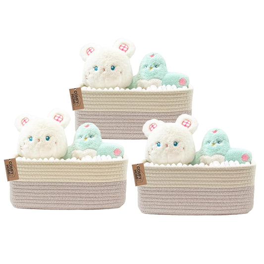COMFY-HOMI 13" x 8.5" x 5.1" Storage Baskets for Organizing | Cotton Rope Woven Basket | Toy
