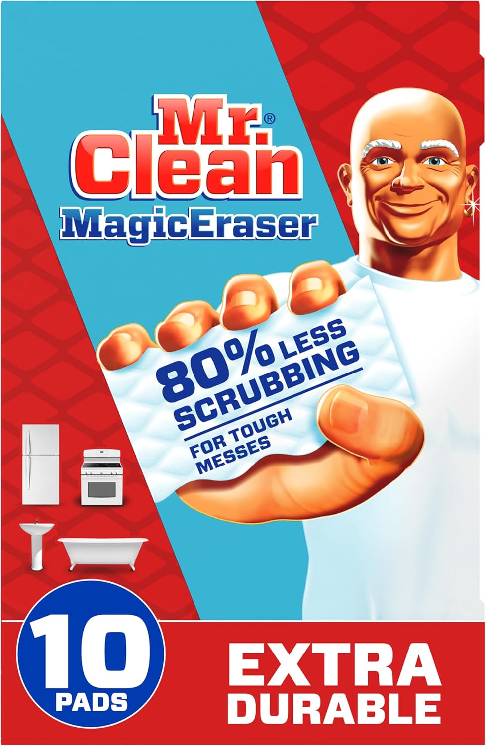 Mr. Clean Magic Eraser, Extra Durable, Multi Purpose Cleaner, Shoe, Bathroom, Shower, and Car